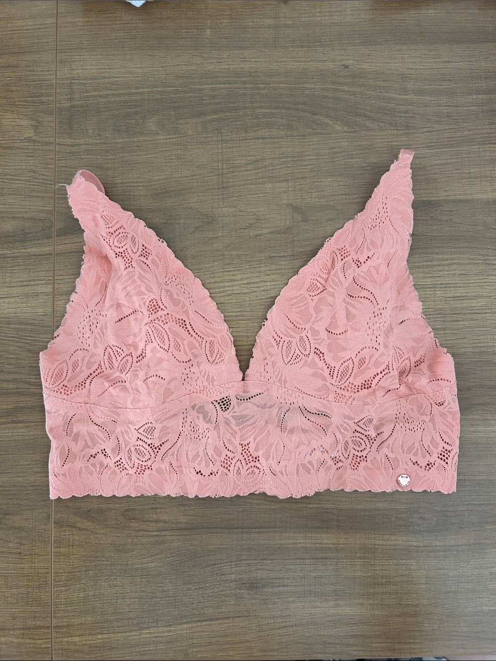 Danskin Pink Lace Bralette - Soft Floral Wireless Design